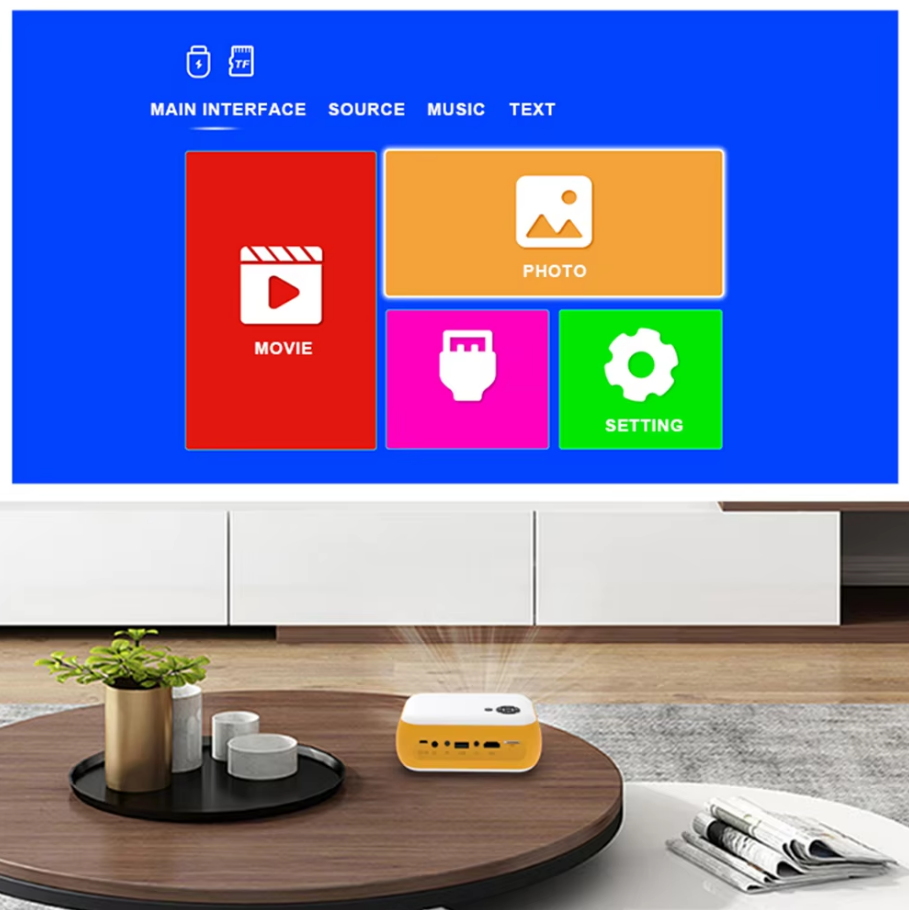 Mini proiector portabil, Zola®, rezolutie max. 1920x1080, LED, 13.5x9.7x5 cm, portocaliu-alb Mini proiector portabil, Zola®, rezolutie max. 1920x1080, LED, 13.5x9.7x5 cm, portocaliu-alb